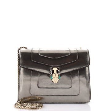 Bvlgari Serpenti Forever Square Shoulder Bag Metallic Leather Small