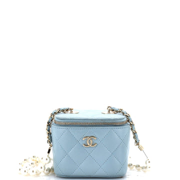 Chanel Vanity Case with Pearl Chain Quilted Lambskin Mini