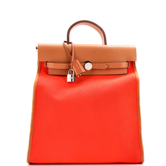 Hermes Herbag A Dos Zip Backpack Toile and Leather