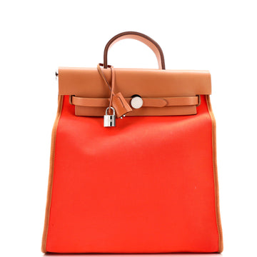 Hermes Herbag A Dos Zip Backpack Toile and Leather