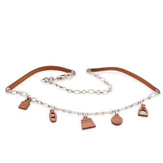 Hermes Olga Charm Chain Belt Metal and Leather