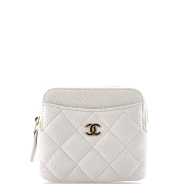 Chanel Square Zip Around Card Holder Wallet Quilted Caviar