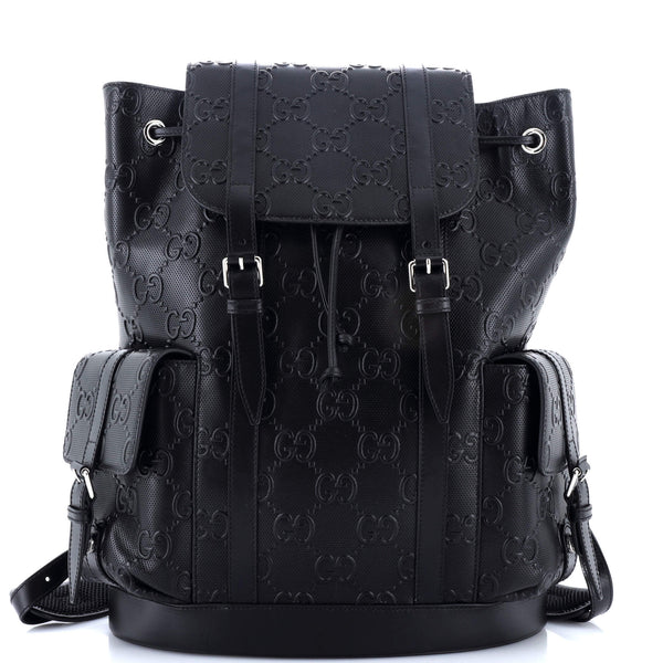 Gucci Double Buckle Backpack GG Embossed Perforated Leather  display picture 1