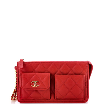 Chanel Polly Pocket Wristlet Pouch Quilted Caviar