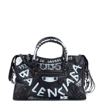 Balenciaga City Graffiti Classic Studs Bag Leather Small