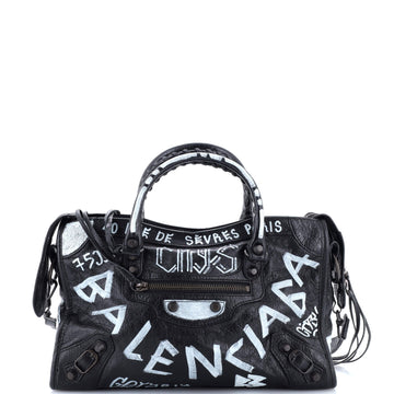 Balenciaga City Graffiti Classic Studs Bag Leather Small