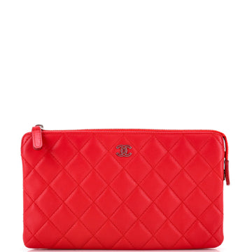 Chanel Classic Double Pocket Zip Pouch Quilted Lambskin Small