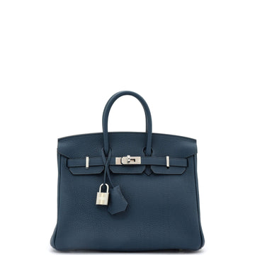 Hermes Birkin Handbag Blue Togo with Palladium Hardware 25