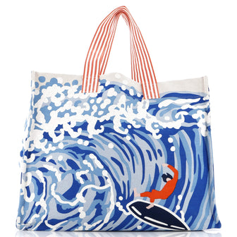 Hermes Wave Beach Tote Bag Printed Toile
