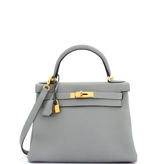 Hermes Kelly Handbag Grey Togo with Gold Hardware 28