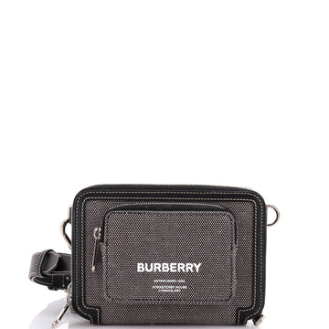 Burberry Logo Front Pocket Zip Around Crossbody Canvas with Leather