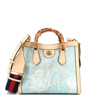 Gucci Diana NM Bamboo Handle Tote Nishijin GG Silk Textile and Leather Small