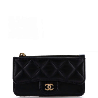 Chanel Flap Zip Card Holder Quilted Lambskin