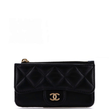 Chanel Flap Zip Card Holder Quilted Lambskin