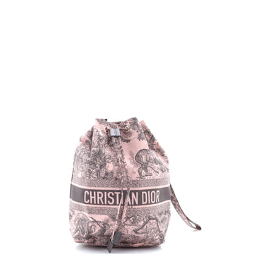 Christian Dior Logo Travel Drawstring Pouch Printed Fabric