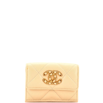 Chanel 19 Trifold Flap Wallet Quilted Lambskin Small