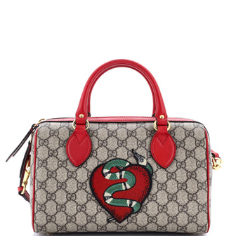 Gucci Convertible Boston Bag Embroidered GG Coated Canvas Small
