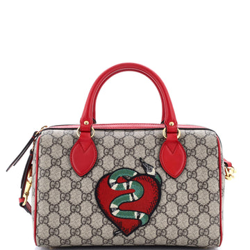 Gucci Convertible Boston Bag Embroidered GG Coated Canvas Small