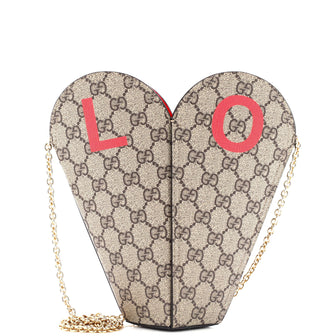 Gucci Valentine's Day Chain Heart Bag Printed GG Coated Canvas Small