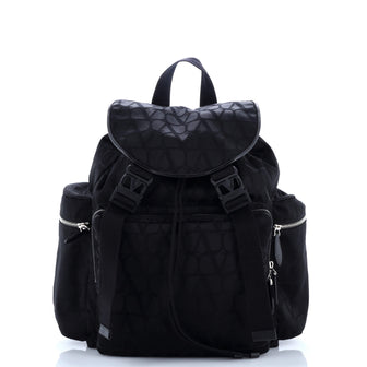 Valentino Garavani Double Buckle Backpack Toile Iconograph Nylon