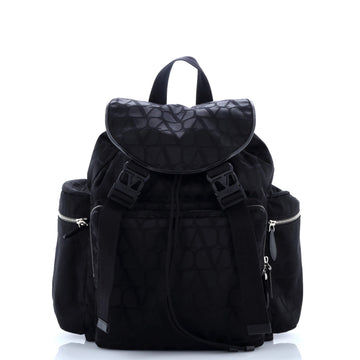Valentino Garavani Double Buckle Backpack Toile Iconograph Nylon