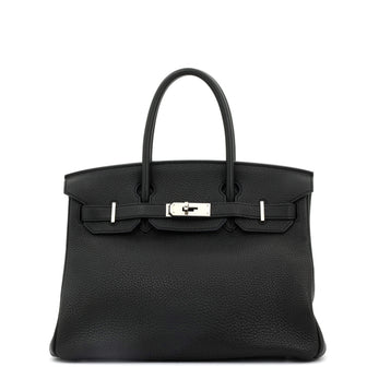 Hermes Birkin Handbag Black Togo with Palladium Hardware 30
