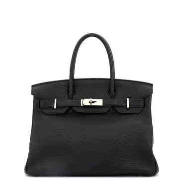 Hermes Birkin Handbag Black Togo with Palladium Hardware 30