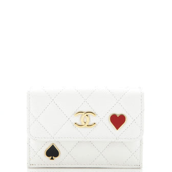 Chanel Coco Casino Flap Card Case Quilted Caviar