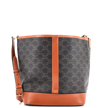 Celine Bucket Bag Triomphe Coated Canvas Medium