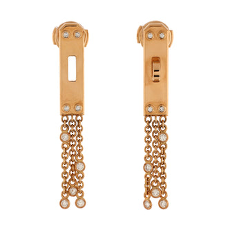Hermes Kelly Gavroche Drop Earrings 18K Rose Gold with 18 Diamonds
