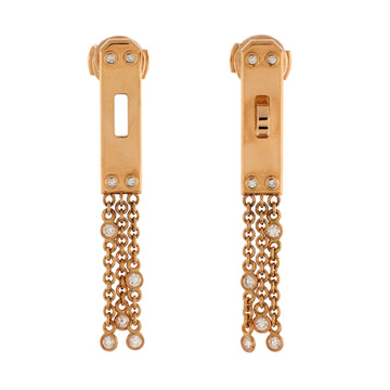 Hermes Kelly Gavroche Drop Earrings 18K Rose Gold with 18 Diamonds