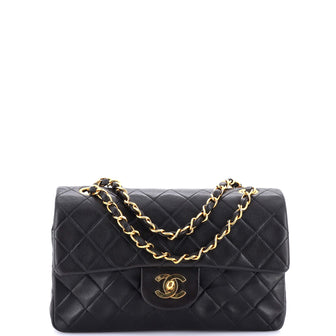 Chanel Vintage Classic Double Flap Bag Quilted Lambskin Small