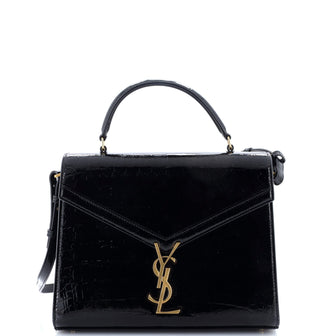 Saint Laurent Cassandra Top Handle Bag Crocodile Embossed Leather Medium