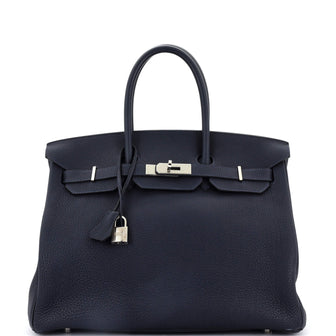 Hermes Birkin Handbag Blue Togo with Palladium Hardware 35