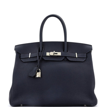 Hermes Birkin Handbag Blue Togo with Palladium Hardware 35