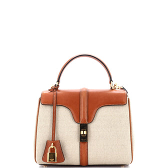 Celine 16 Top Handle Bag Canvas with Leather Small