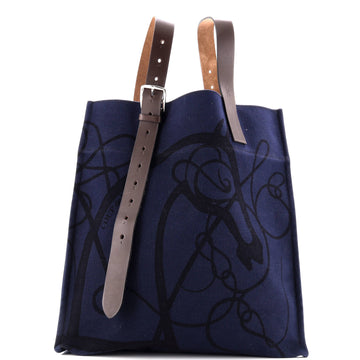 Hermes Etriviere Shopping Tote Printed Toile and Leather
