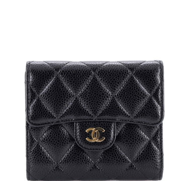 Chanel CC Compact Classic Flap Wallet Quilted Caviar