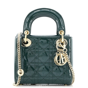 Christian Dior Lady Dior Chain Bag Cannage Quilt Patent Mini