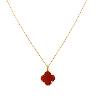 Van Cleef & Arpels Magic Alhambra Pendant Long Necklace 18K Yellow Gold and Carnelian