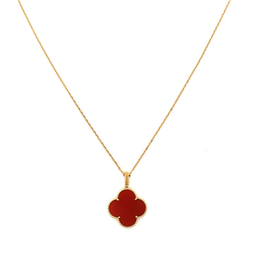 Van Cleef & Arpels Magic Alhambra Pendant Long Necklace 18K Yellow Gold and Carnelian