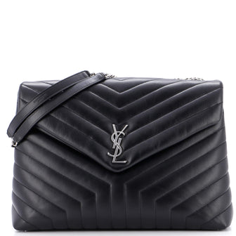 Saint Laurent Loulou Shoulder Bag Matelasse Chevron Leather Large