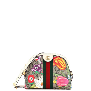 Gucci Ophidia Dome Shoulder Bag Flora GG Coated Canvas Small