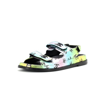 Chanel Women's Velcro Dad Sandals Printed Laminated Leather
