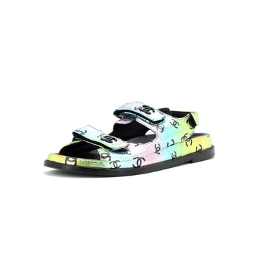 Chanel Women's Velcro Dad Sandals Printed Laminated Leather