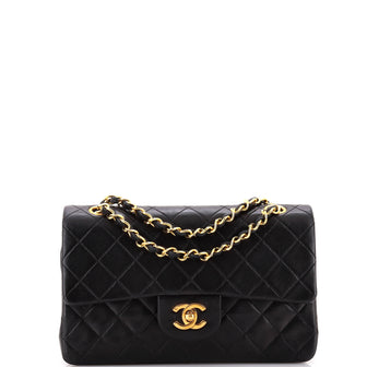 Chanel Vintage Classic Double Flap Bag Quilted Lambskin Small
