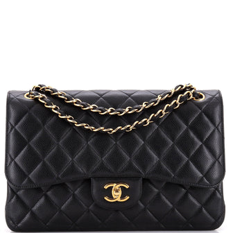 Chanel Classic Double Flap Bag Quilted Caviar Jumbo