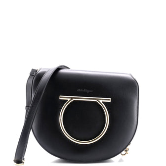 Salvatore Ferragamo Gancini Saddle Flap Bag Leather Small
