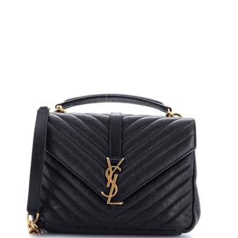 Saint Laurent Classic Monogram College Bag Matelasse Chevron Leather Medium