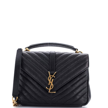 Saint Laurent Classic Monogram College Bag Matelasse Chevron Leather Medium
